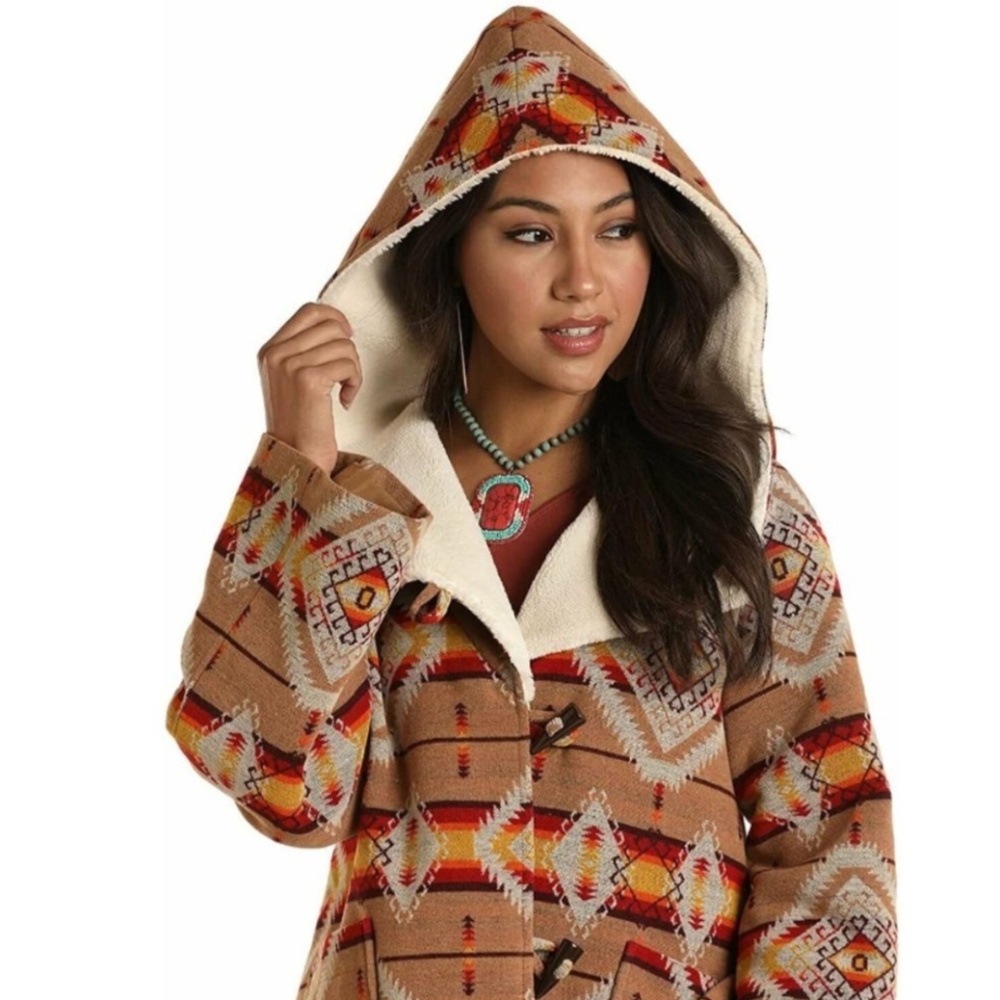 NWOT POWDER RIVER OUTFITTERS SOUTHWESTERN HOODED JACKET COLLECTION BY PANHANDLE - Picture 2 of 5